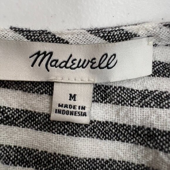 Madewell Stripe Play Button Back Linen Tunic Shift Dress Women's M - Picture 7 of 11